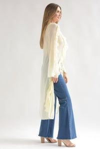 Fashion Styled Maxi blusa manga larga olanes Ivory