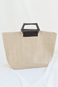 Fashion Styled Bolso de playa asa madera Crudo