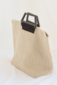 Fashion Styled Bolso de playa asa madera Crudo