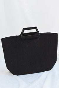 Fashion Styled Bolso de playa asa madera Negro