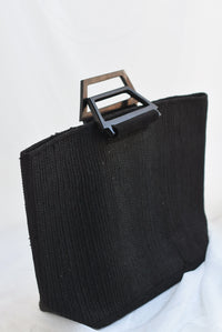 Fashion Styled Bolso de playa asa madera Negro