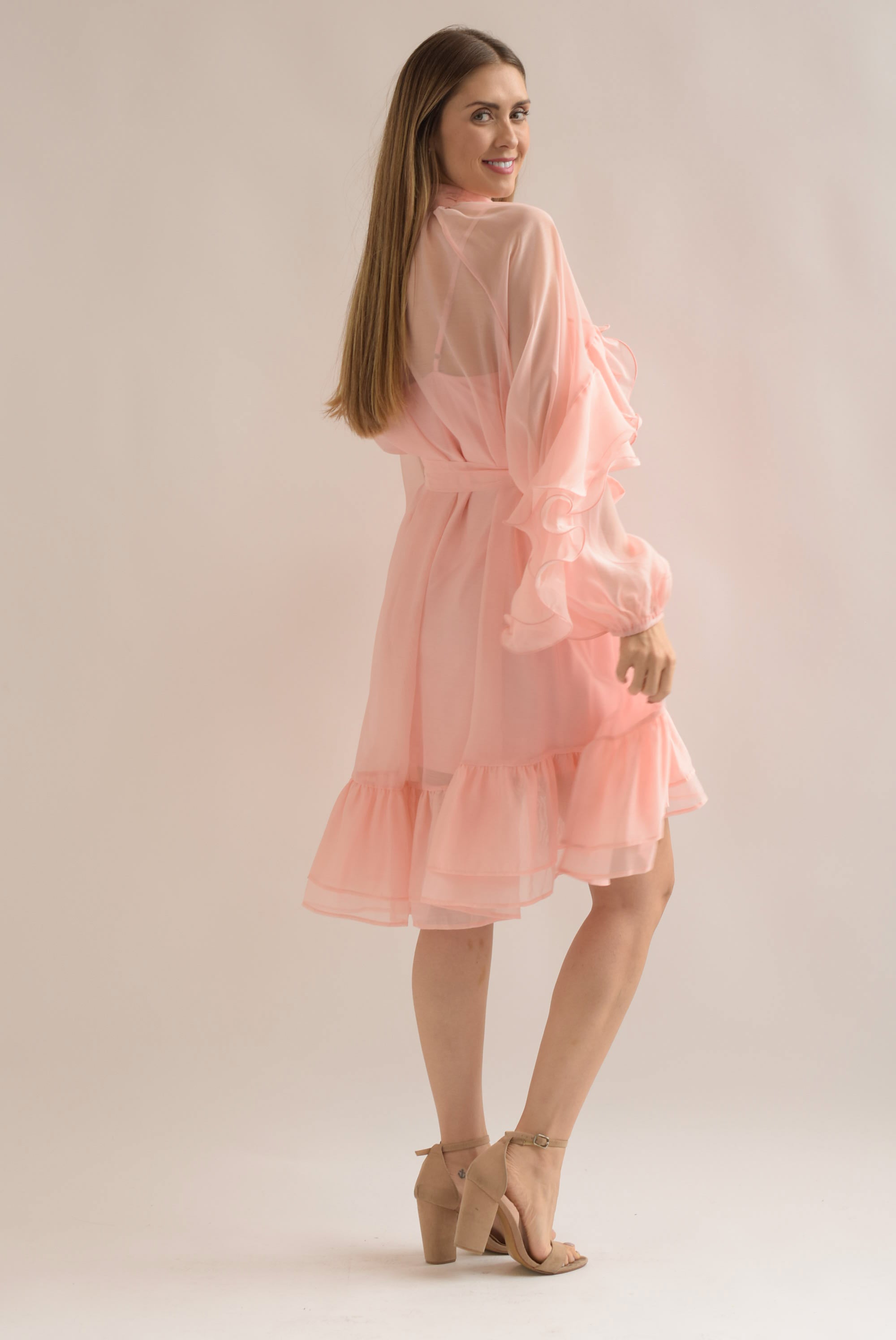 Vestido corto olanes Peach