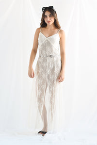 Fashion Styled Vestido largo encaje tulle Ivory