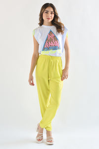 Fashion Styled Pantalón simulación jogger Lime