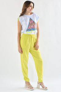 Fashion Styled Pantalón simulación jogger Lime