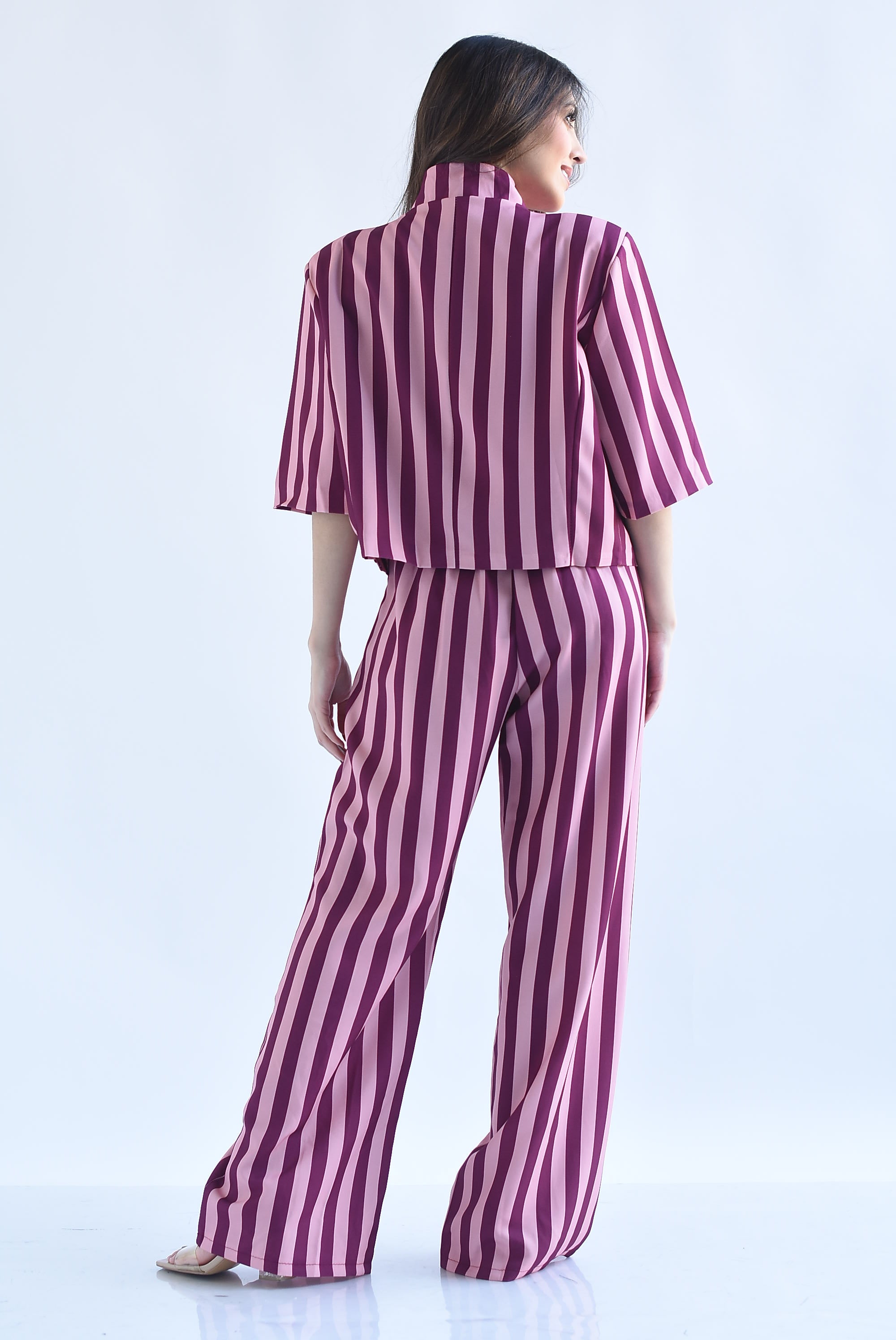 Set Pantalón y Blazer cruzado rayas