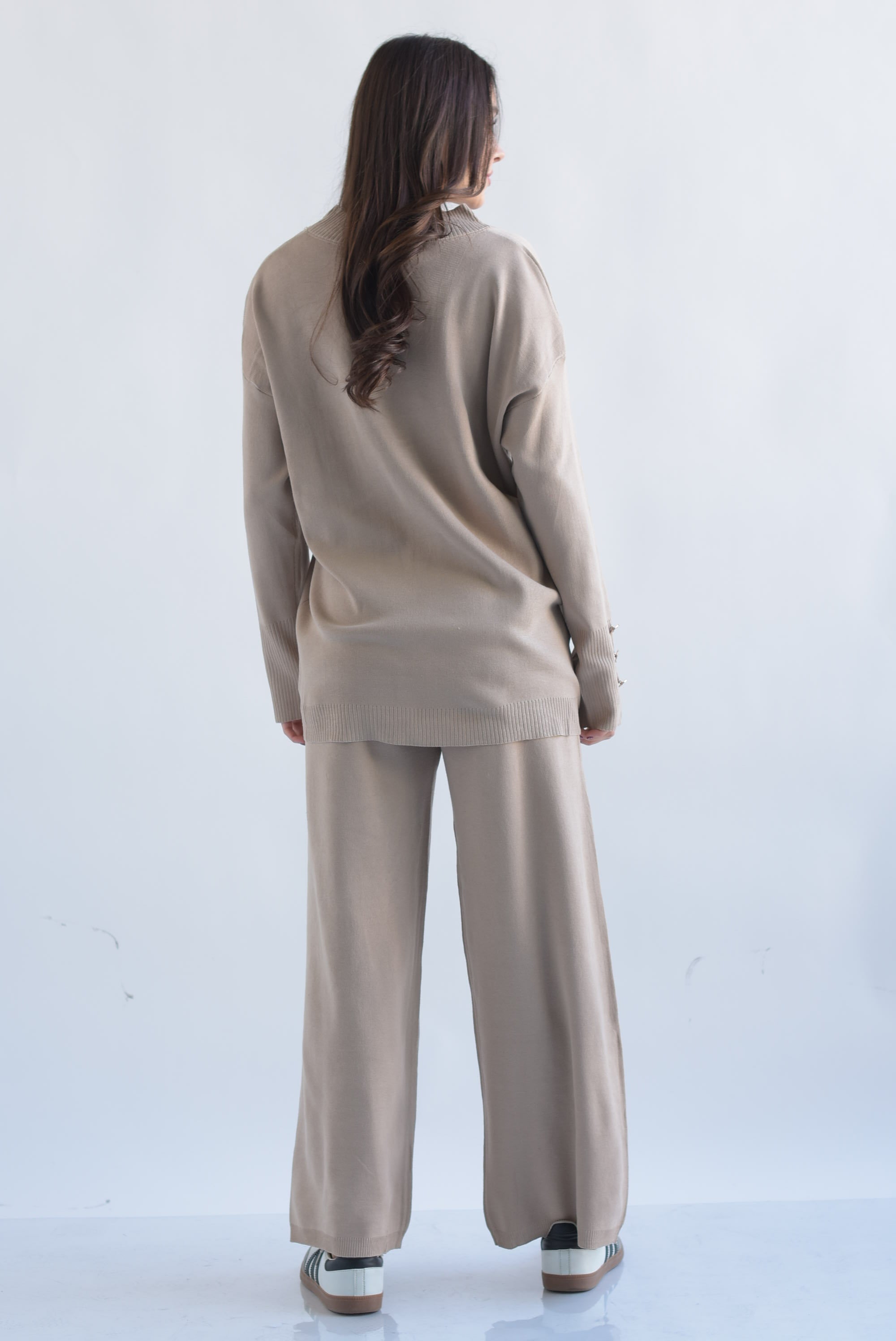 Set Pantalón súper wide y Sweater punto Moka