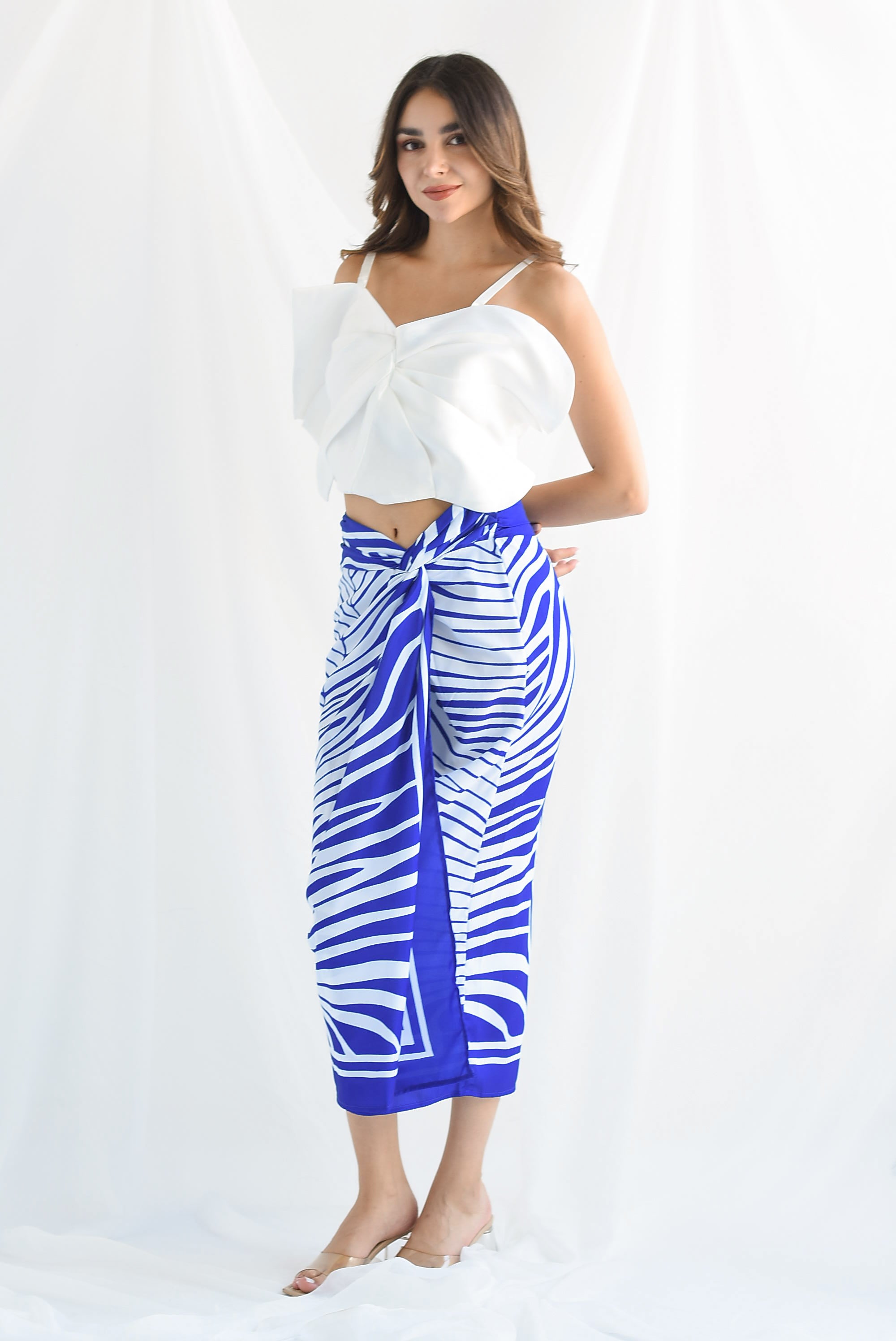 Falda pareo hojas Azul Rey