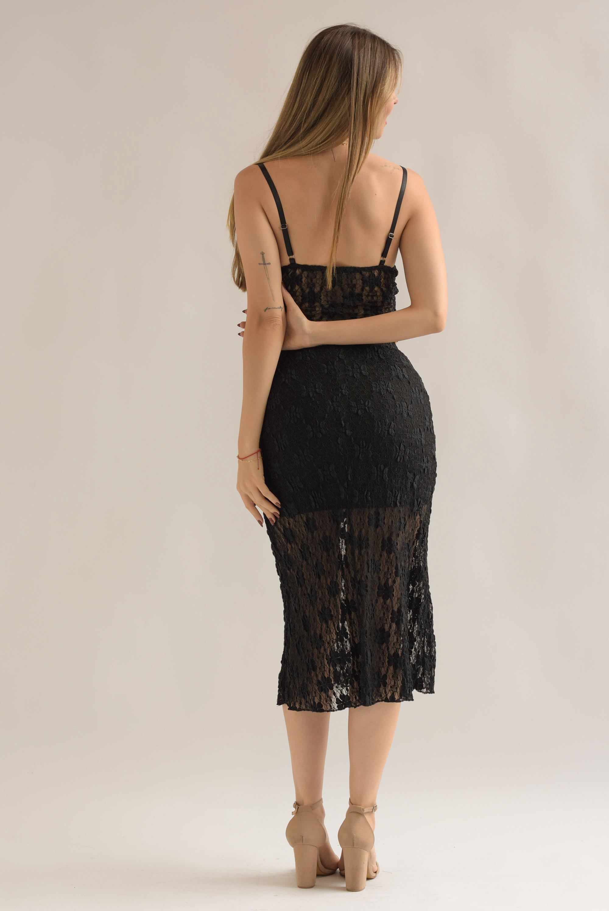 Set Falda y Top lencero encaje stretch Negro