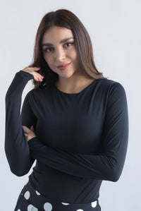 Fashion Styled Body licra manga larga doble Negro