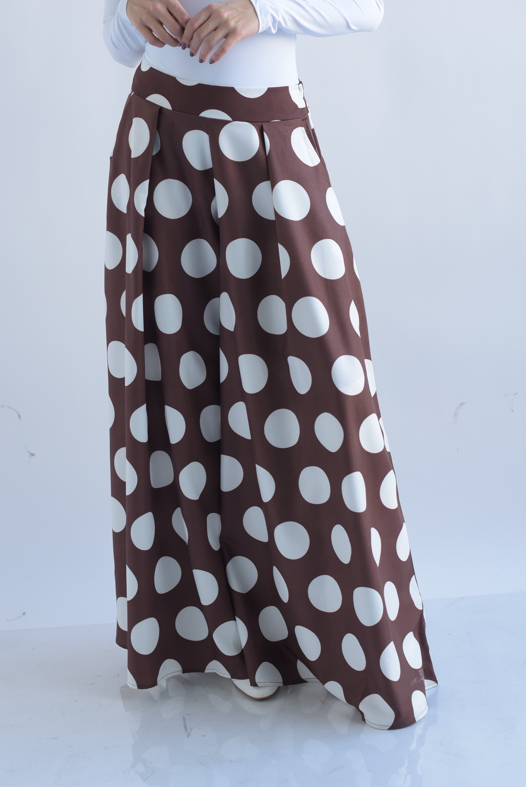 Pantalón sastre pata de elefante polka dots chunky Espresso