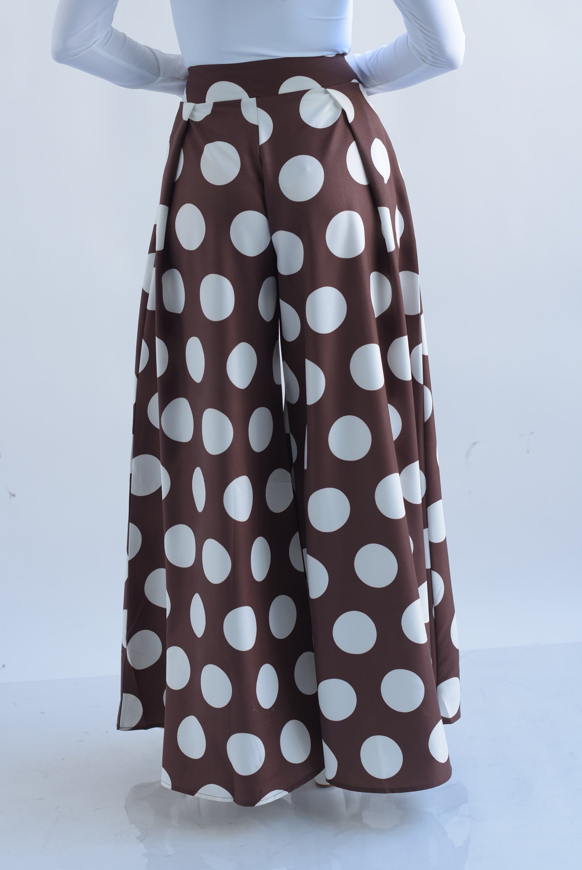 Pantalón sastre pata de elefante polka dots chunky Espresso