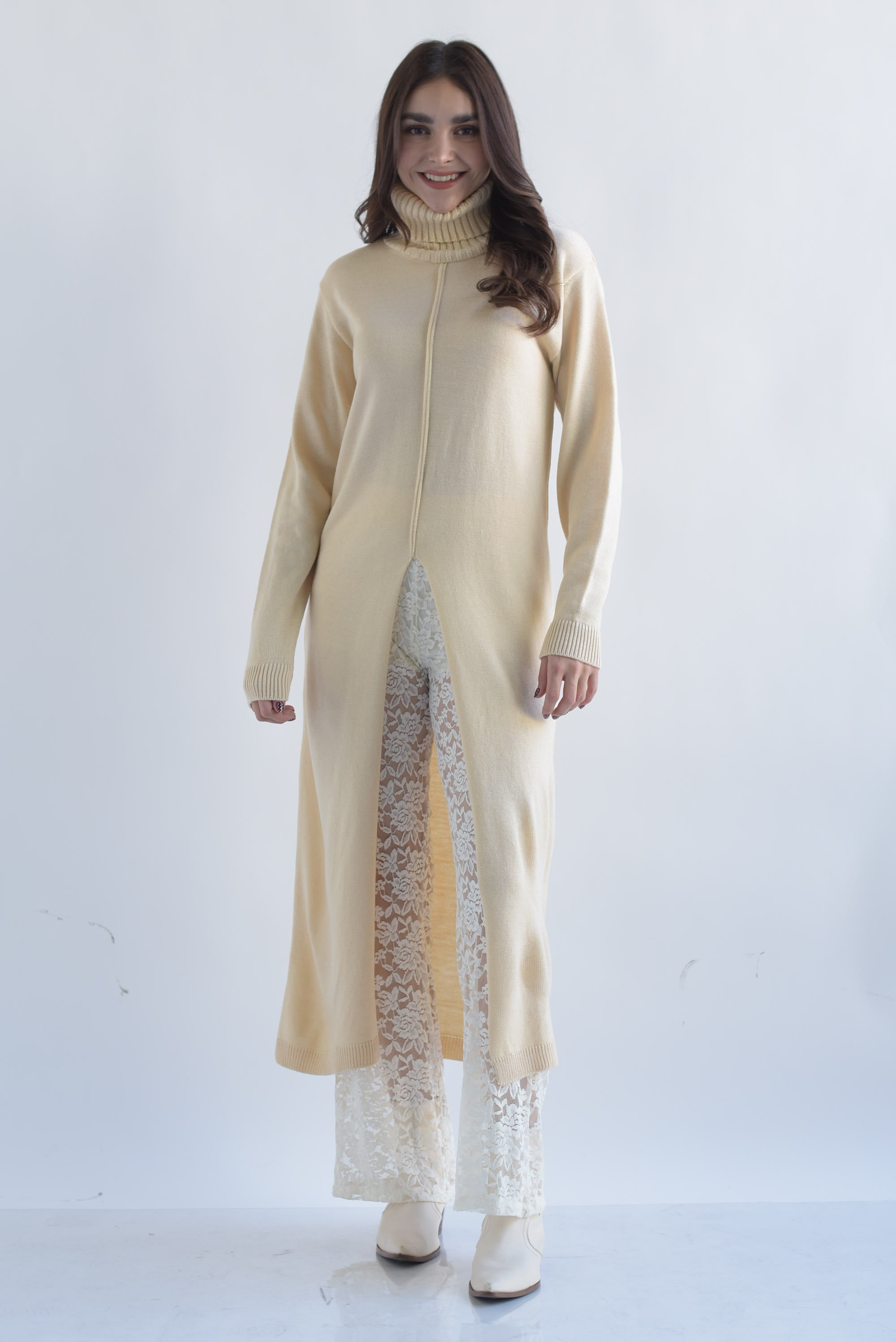 Sweater Maxi cuello Beige
