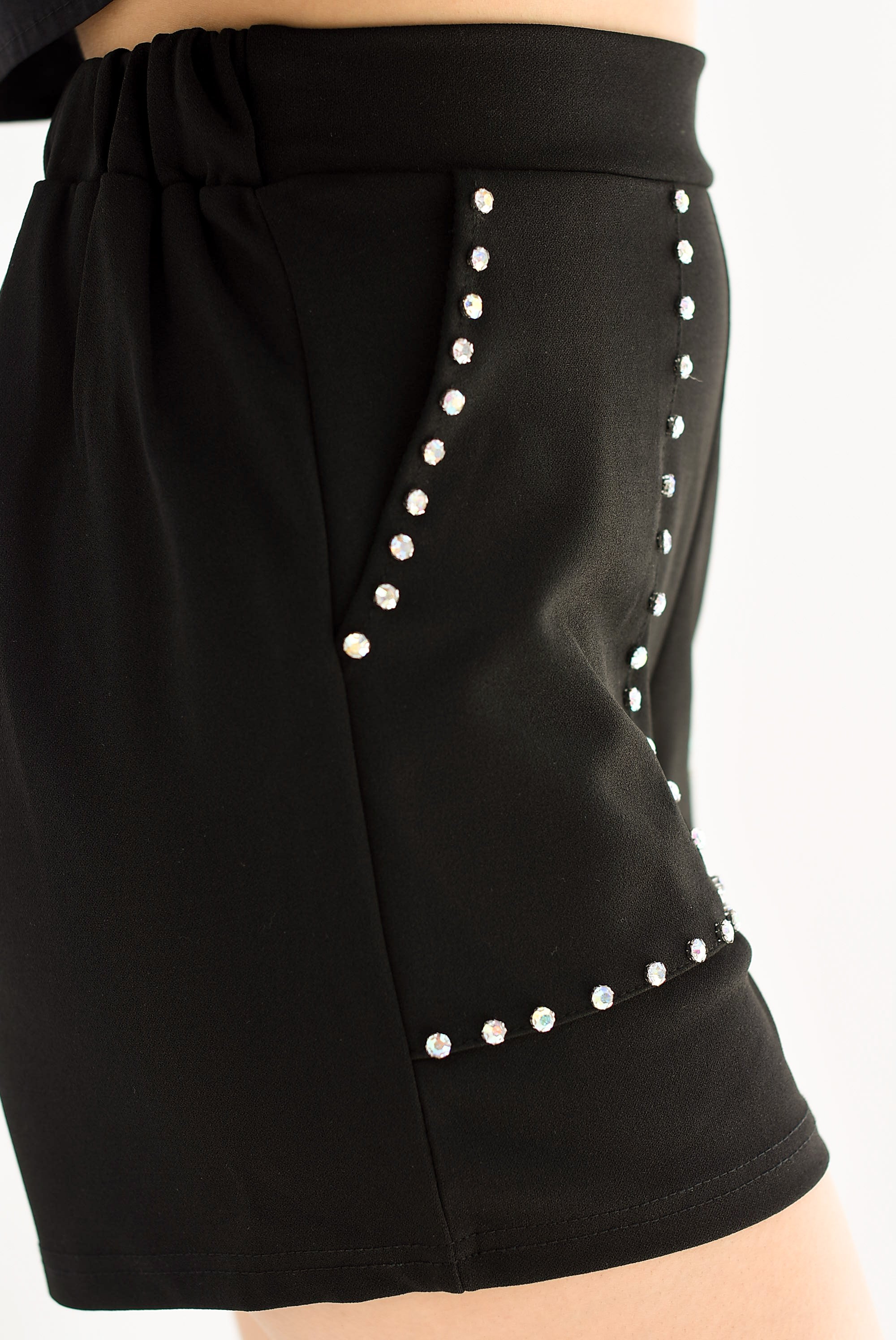 Short de vestir con brillos Negro