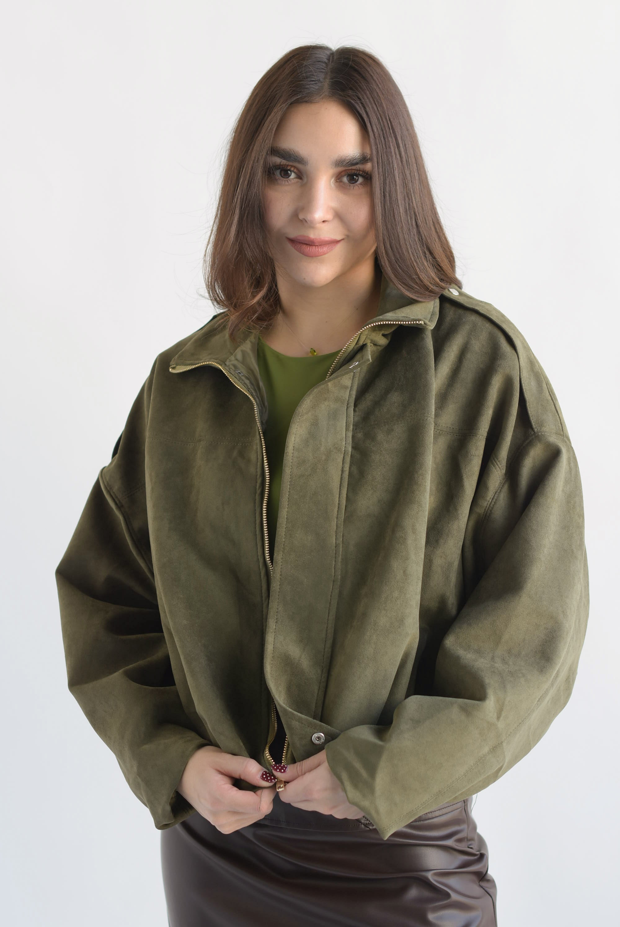 Chamarra globo suede Verde Olivo