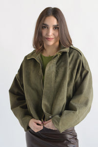 Fashion Styled Chamarra globo suede Verde Olivo