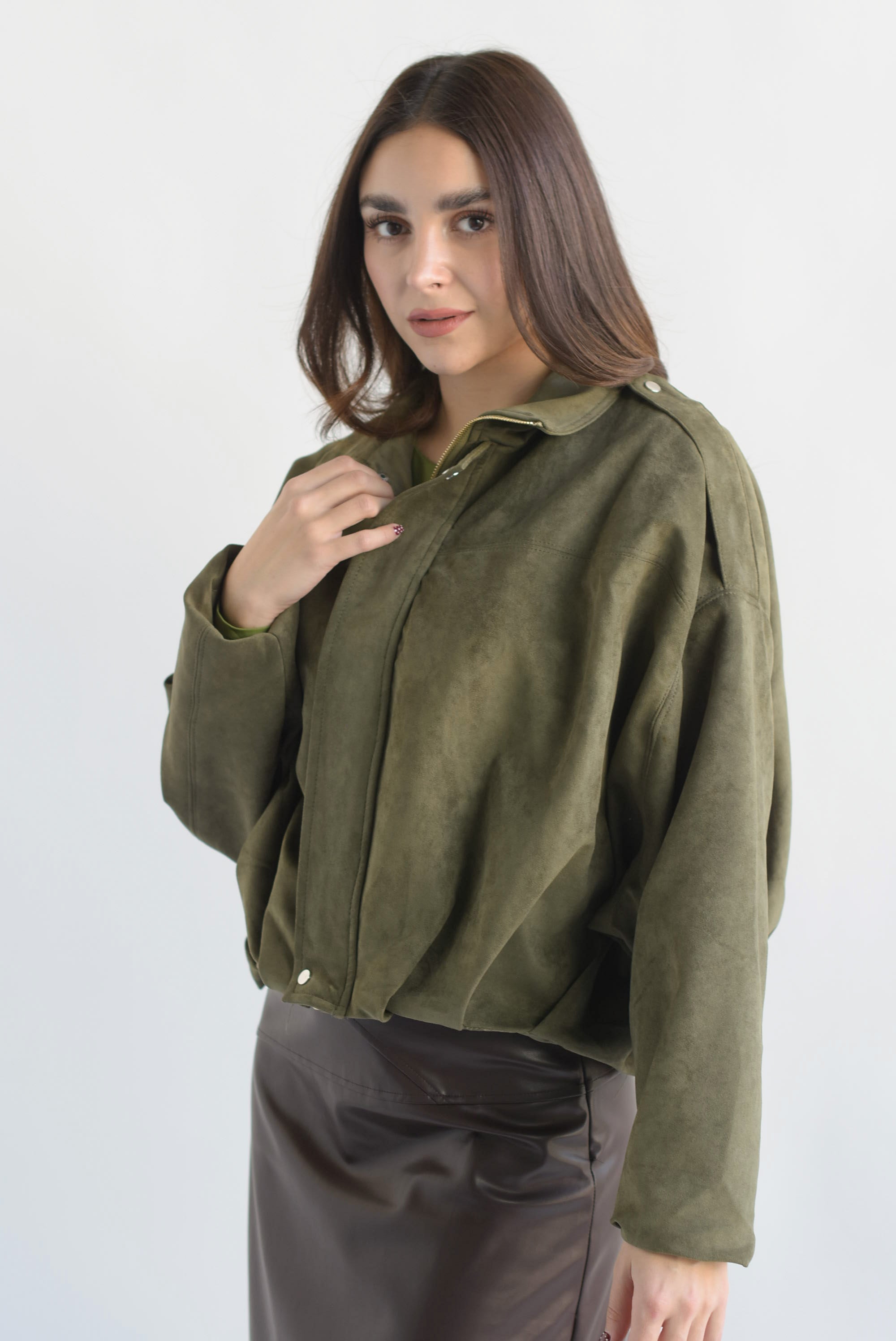 Chamarra globo suede Verde Olivo