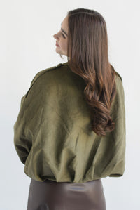 Fashion Styled Chamarra globo suede Verde Olivo