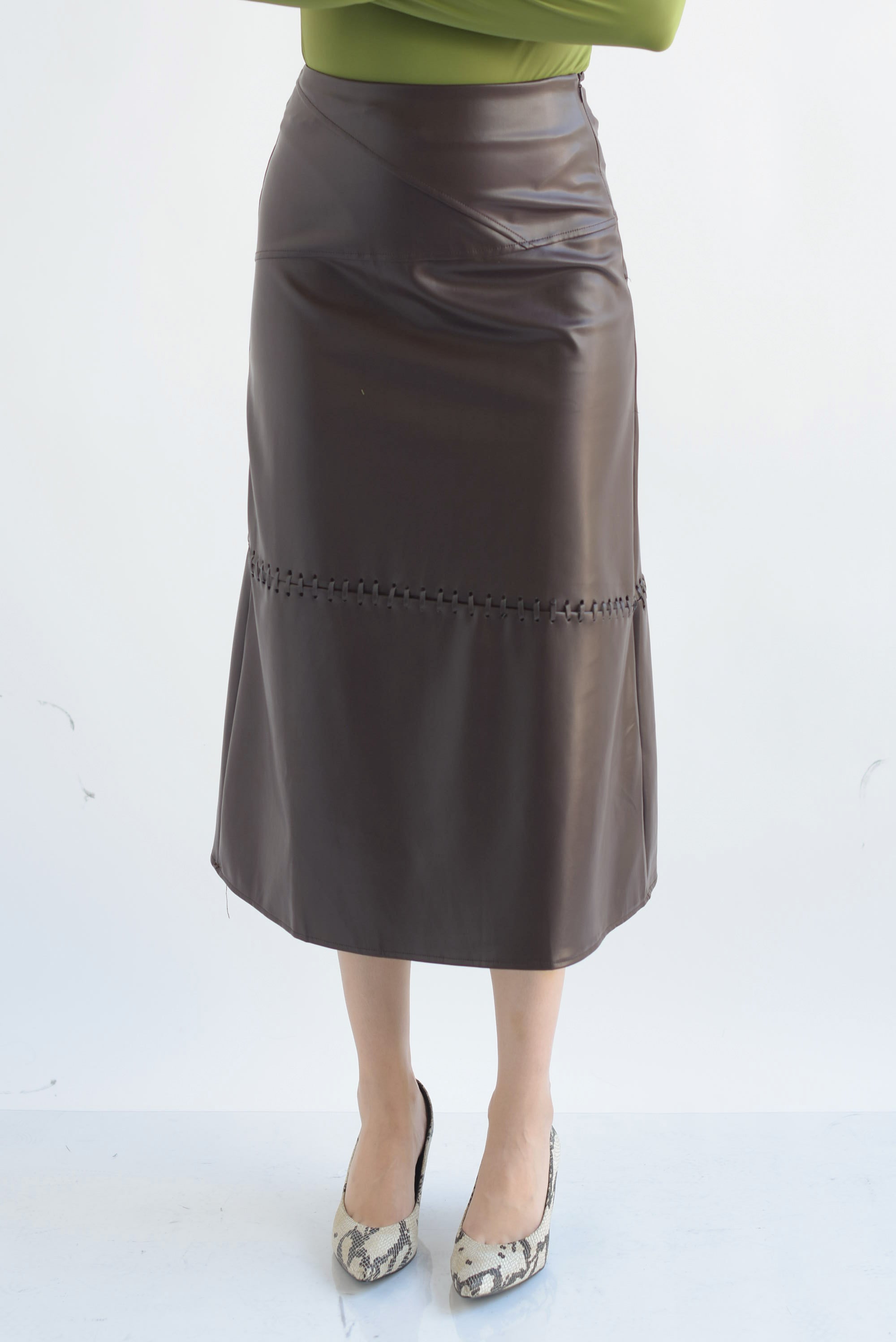 Falda vinipiel costura Espresso