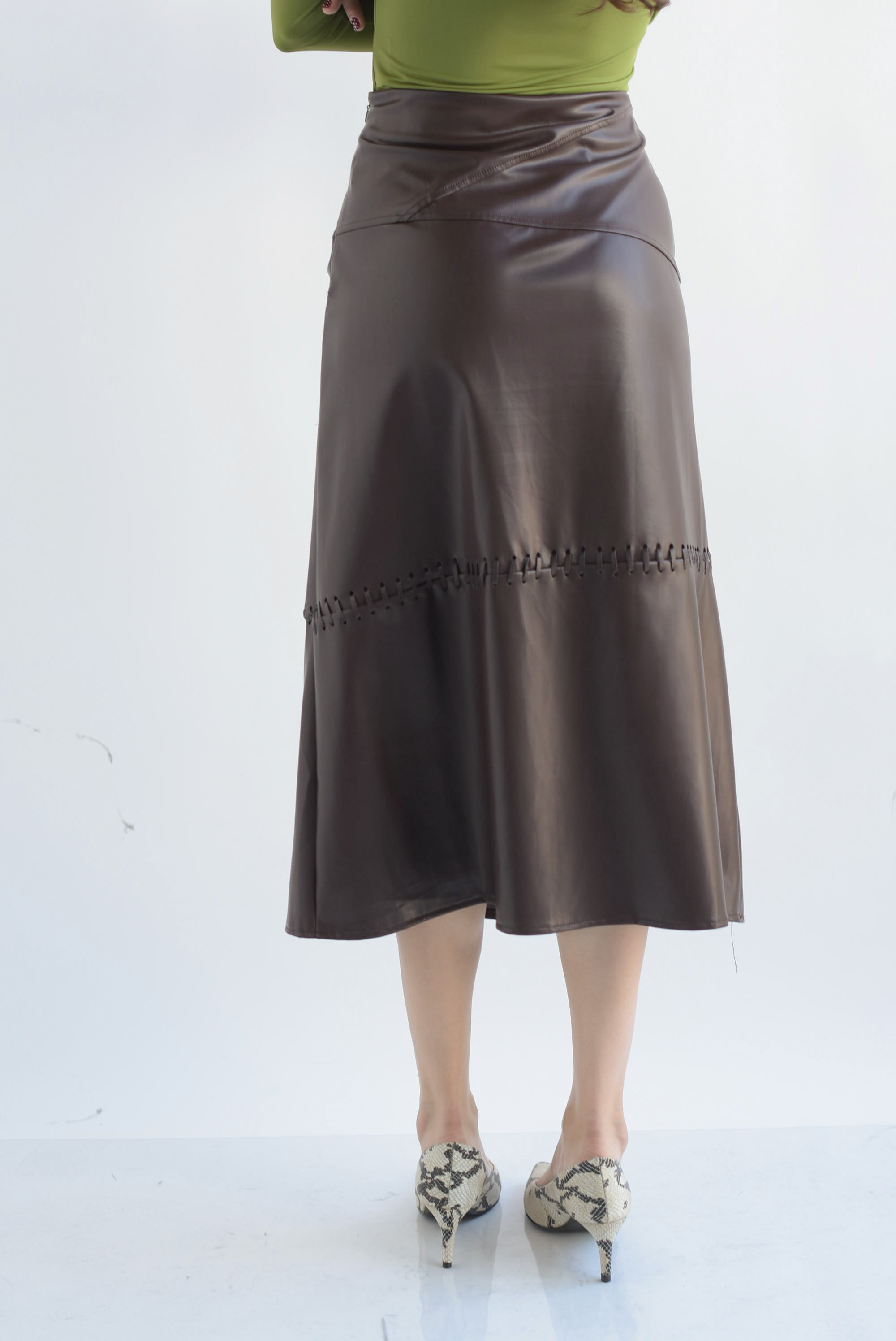 Falda vinipiel costura Espresso