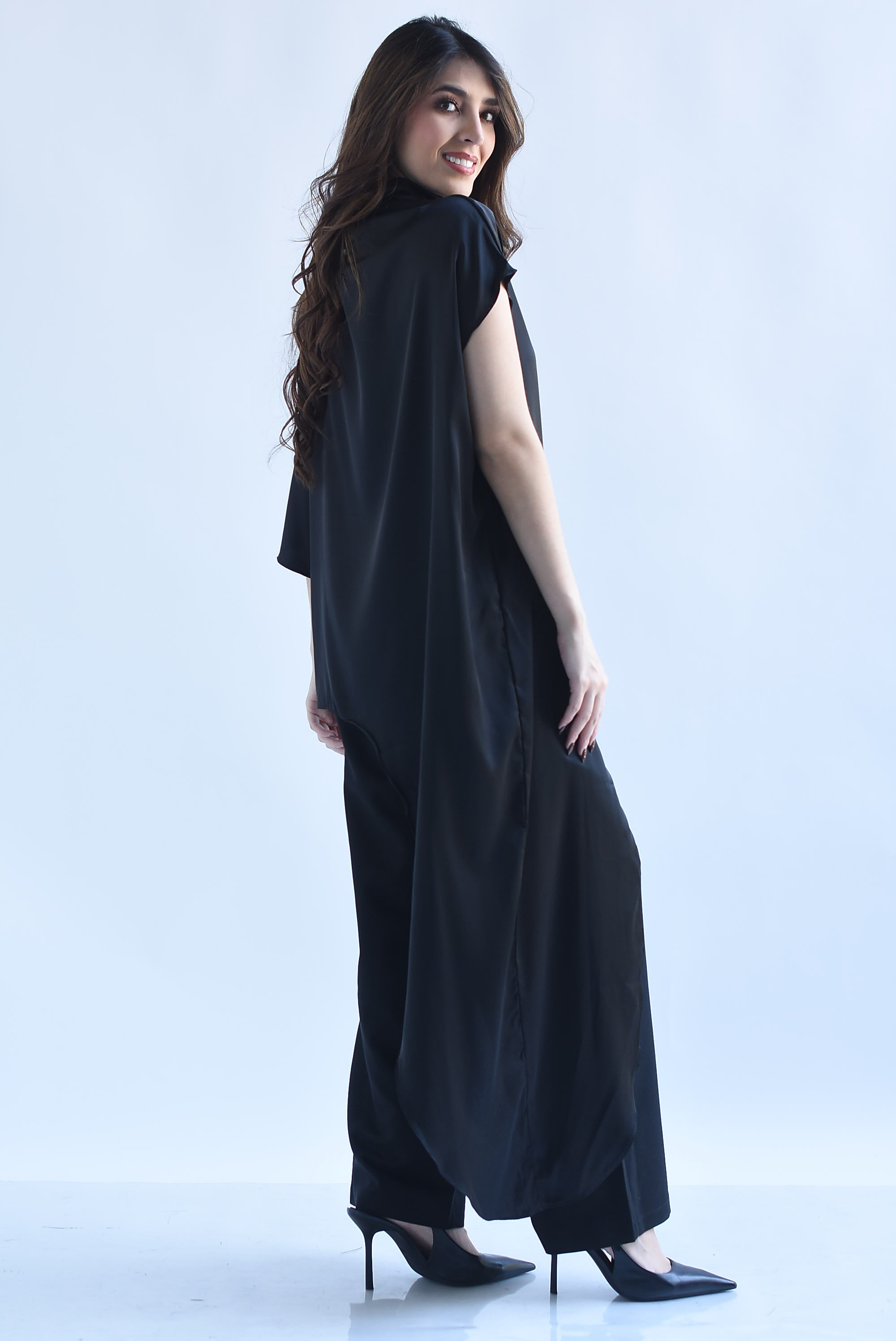 Blusa asimétrica satín cauda