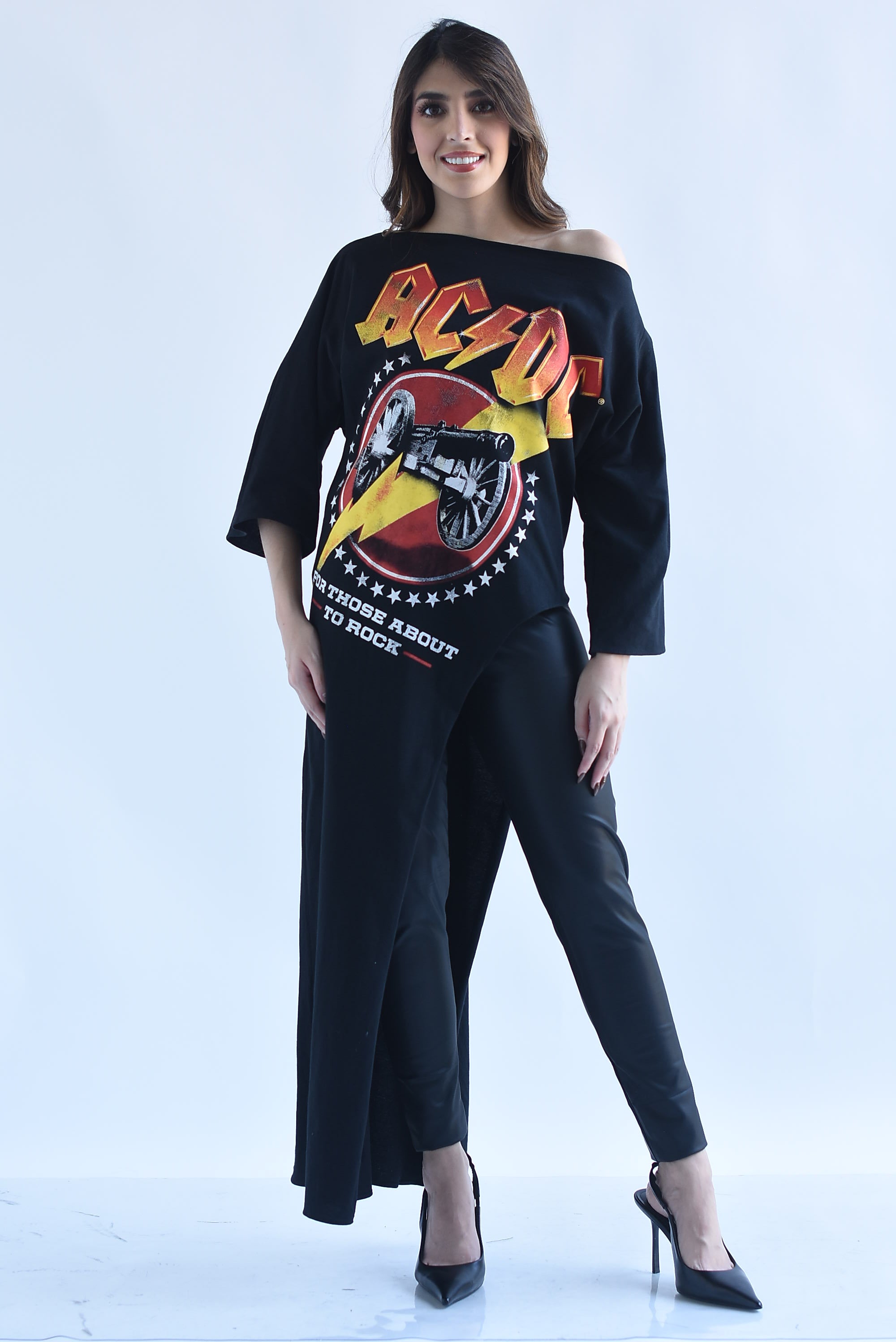 Maxi T-Shirt ACDC asimétrica
