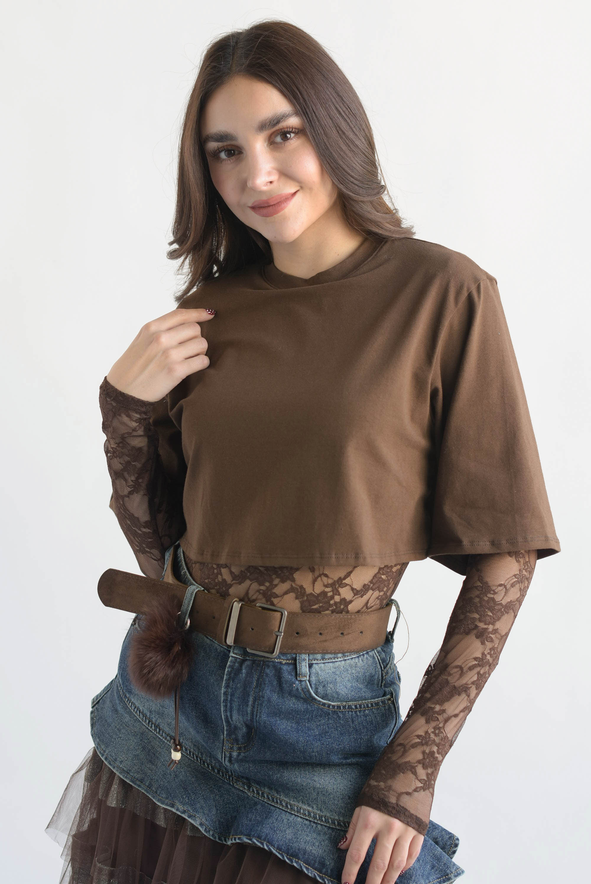 Body encaje con t-shirt en sobreposición