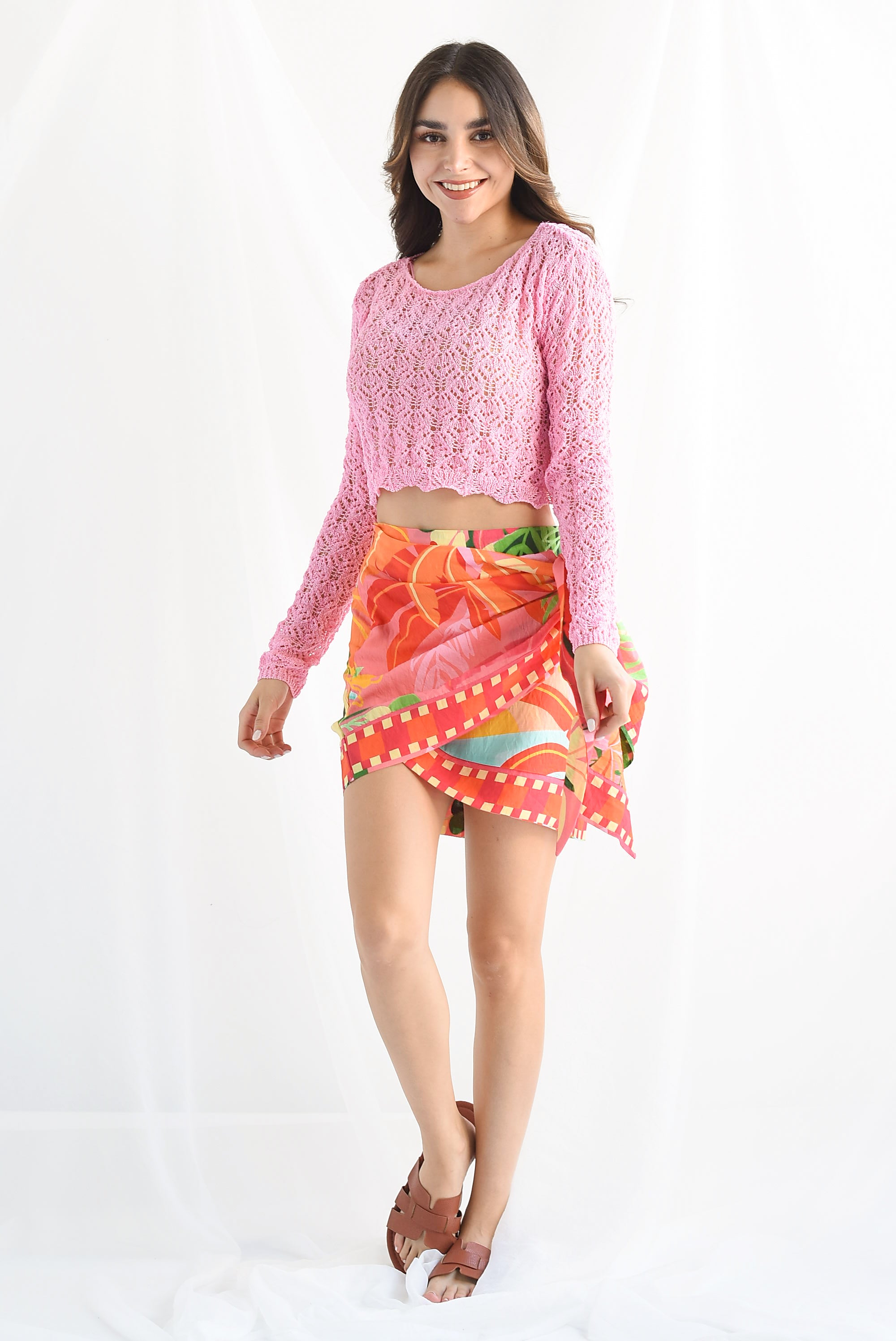 Falda mini pareo Tropical Rosa
