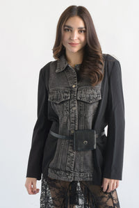 Fashion Styled Blazer con chamarra Denim Negro