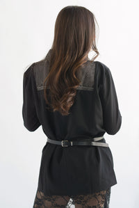 Fashion Styled Blazer con chamarra Denim Negro