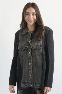 Fashion Styled Blazer con chamarra Denim Negro
