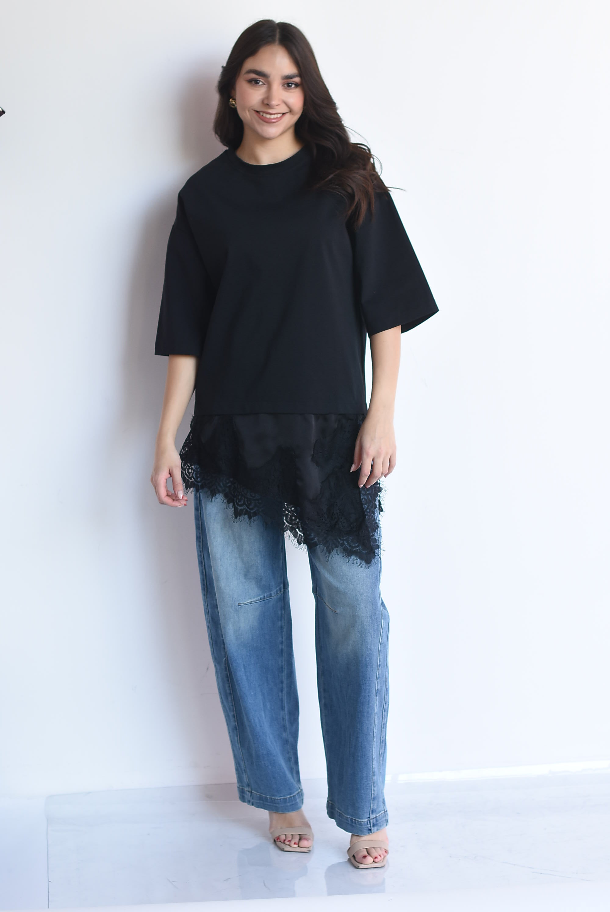 T-shirt dress con lencero asimétrico