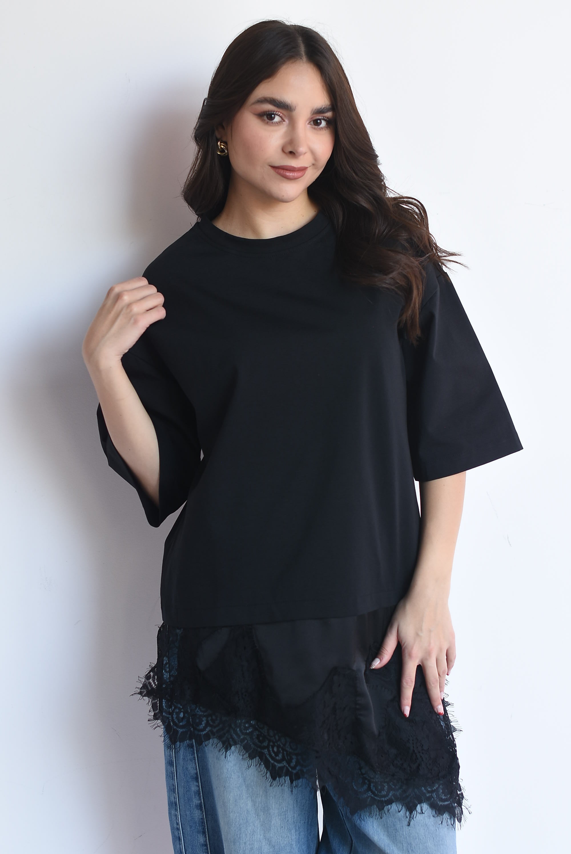 T-shirt dress con lencero asimétrico