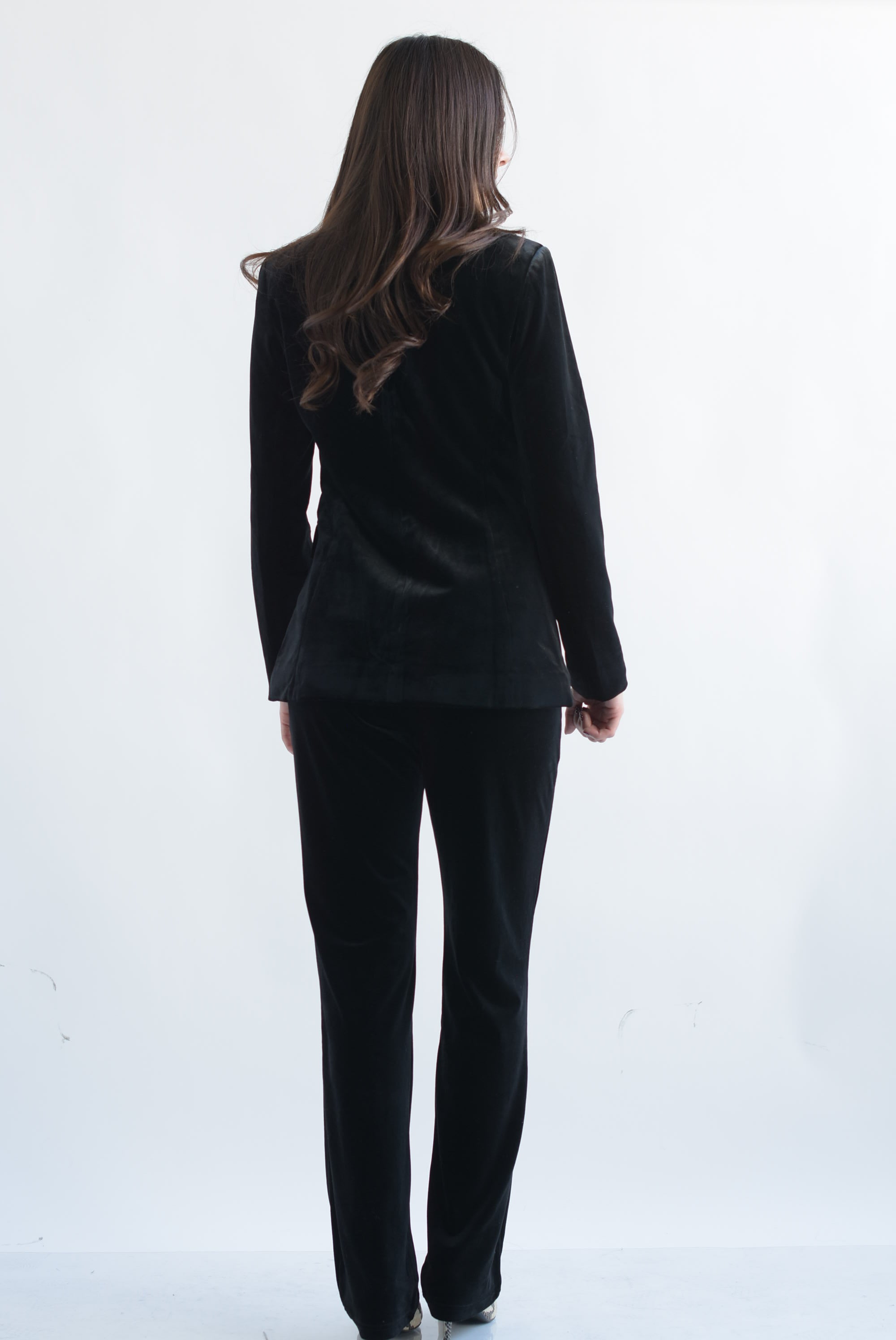 Set Pantalón recto y Blazer terciopelo Negro