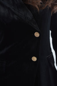 Fashion Styled Set Pantalón recto y Blazer terciopelo Negro