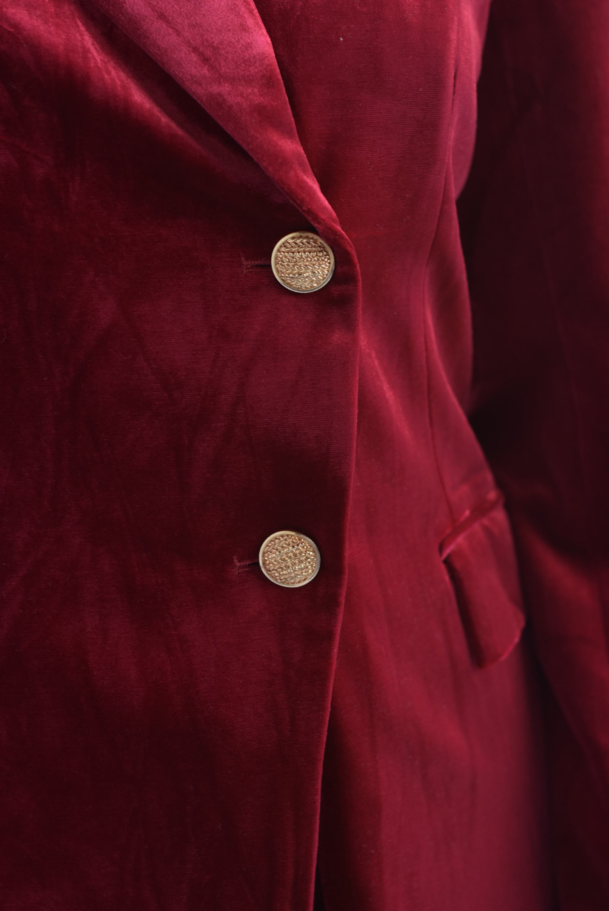 Set Pantalón recto y Blazer terciopelo Cherry Red