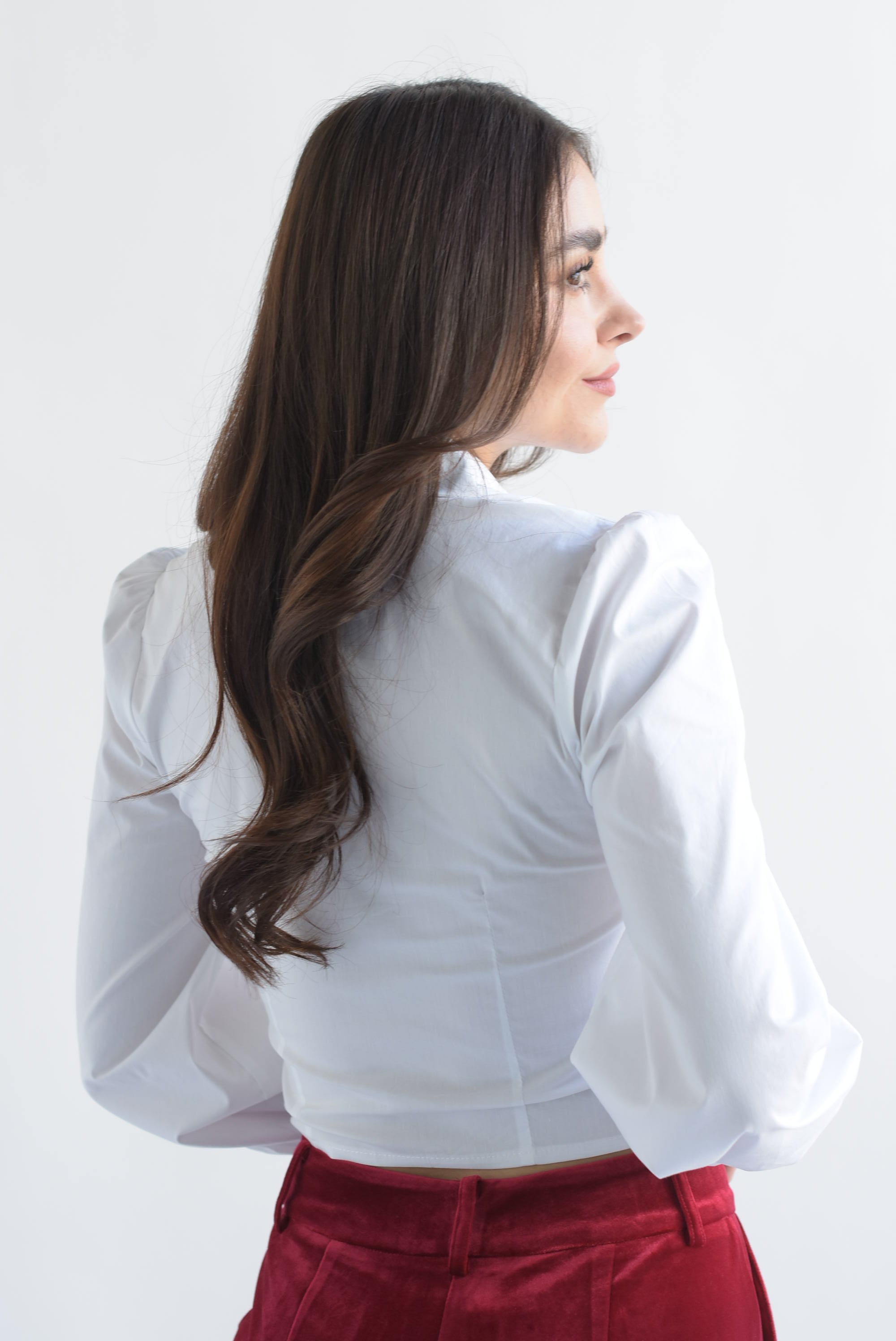 Camisa tablas manga puffy Blanca