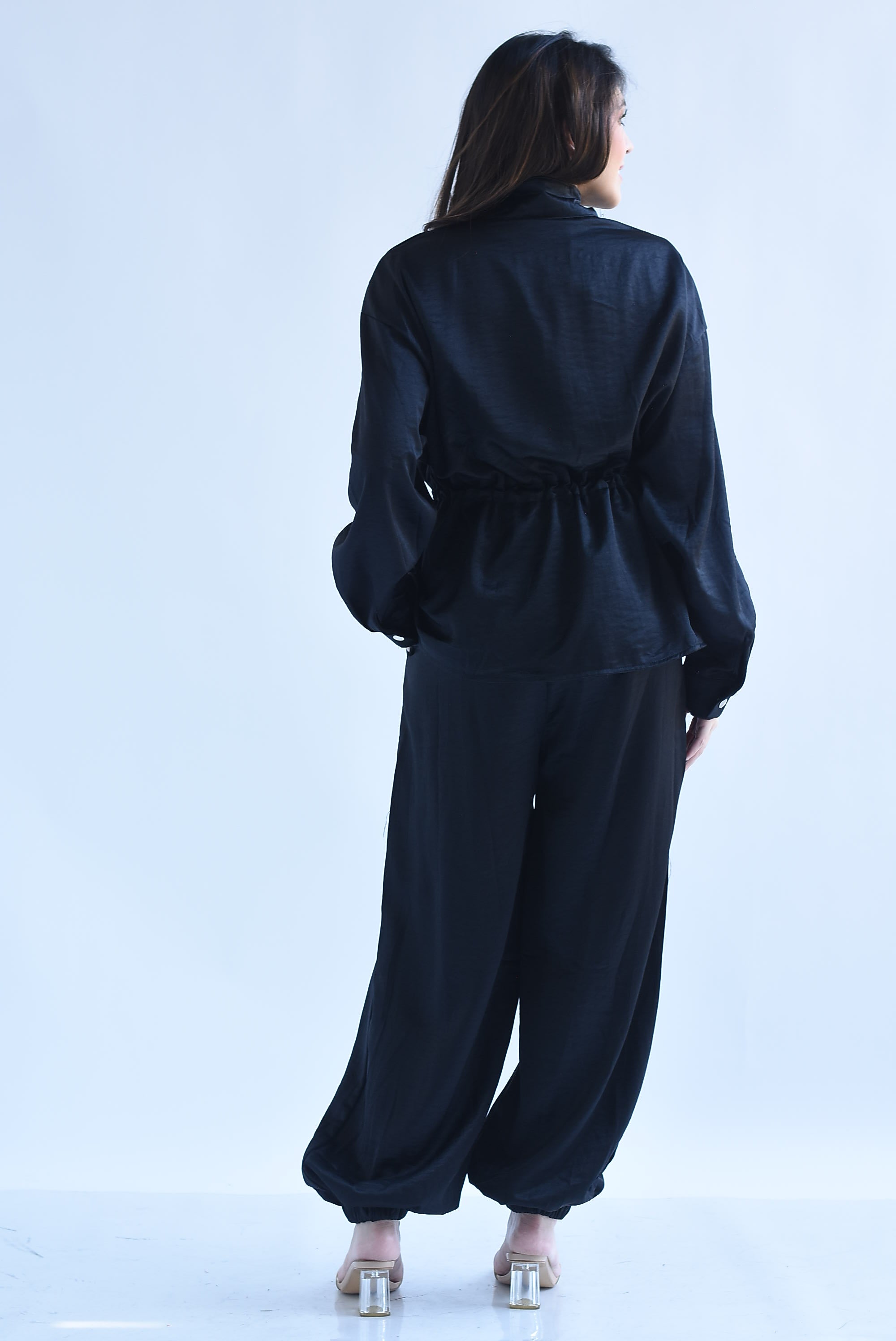 Set Pantalón globo y Chamarra jareta satín