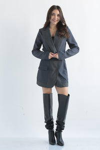 Fashion Styled Set Falda envolvente y Blazer crop línea diplomática Gris