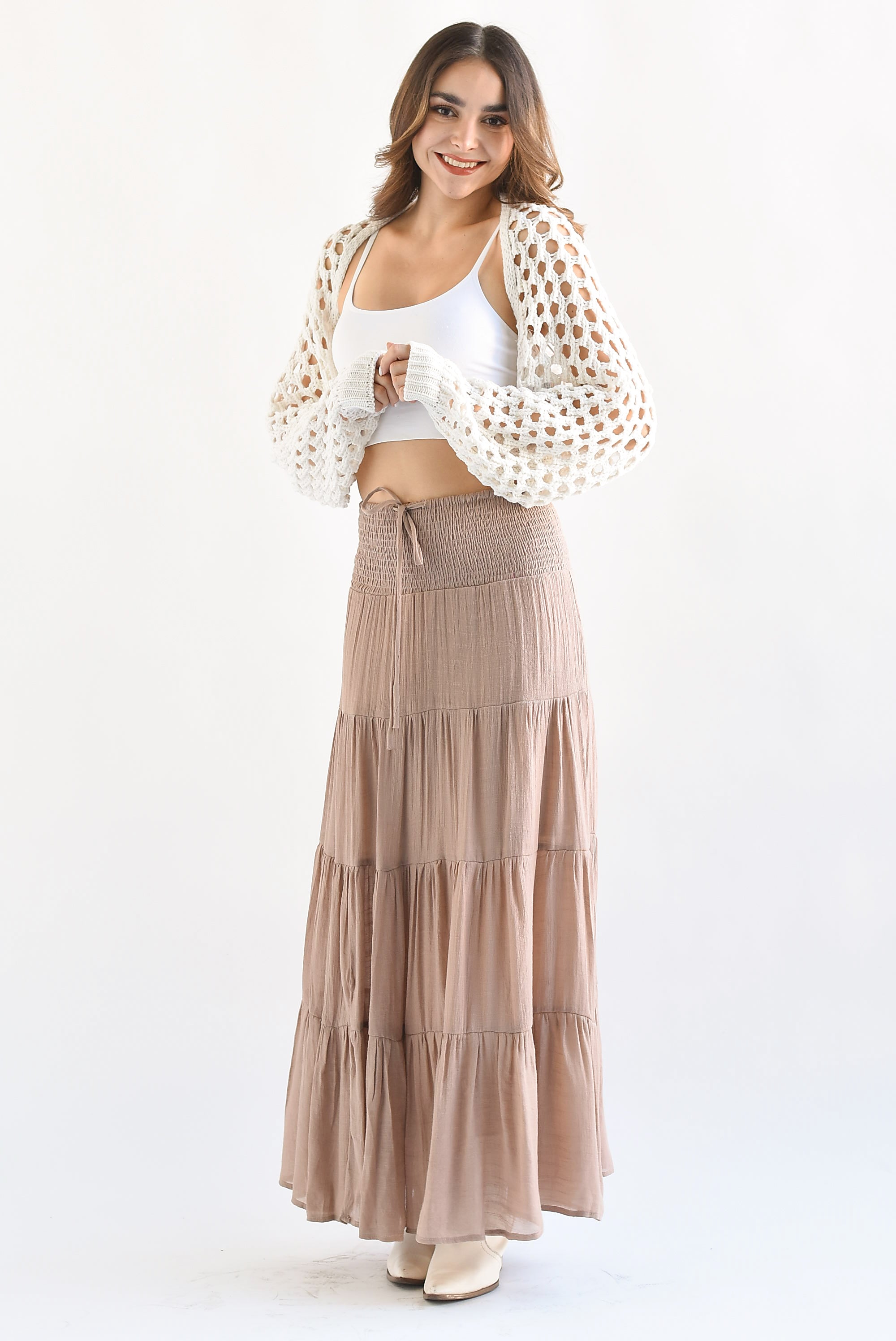 Falda boho pretina elástica Moka