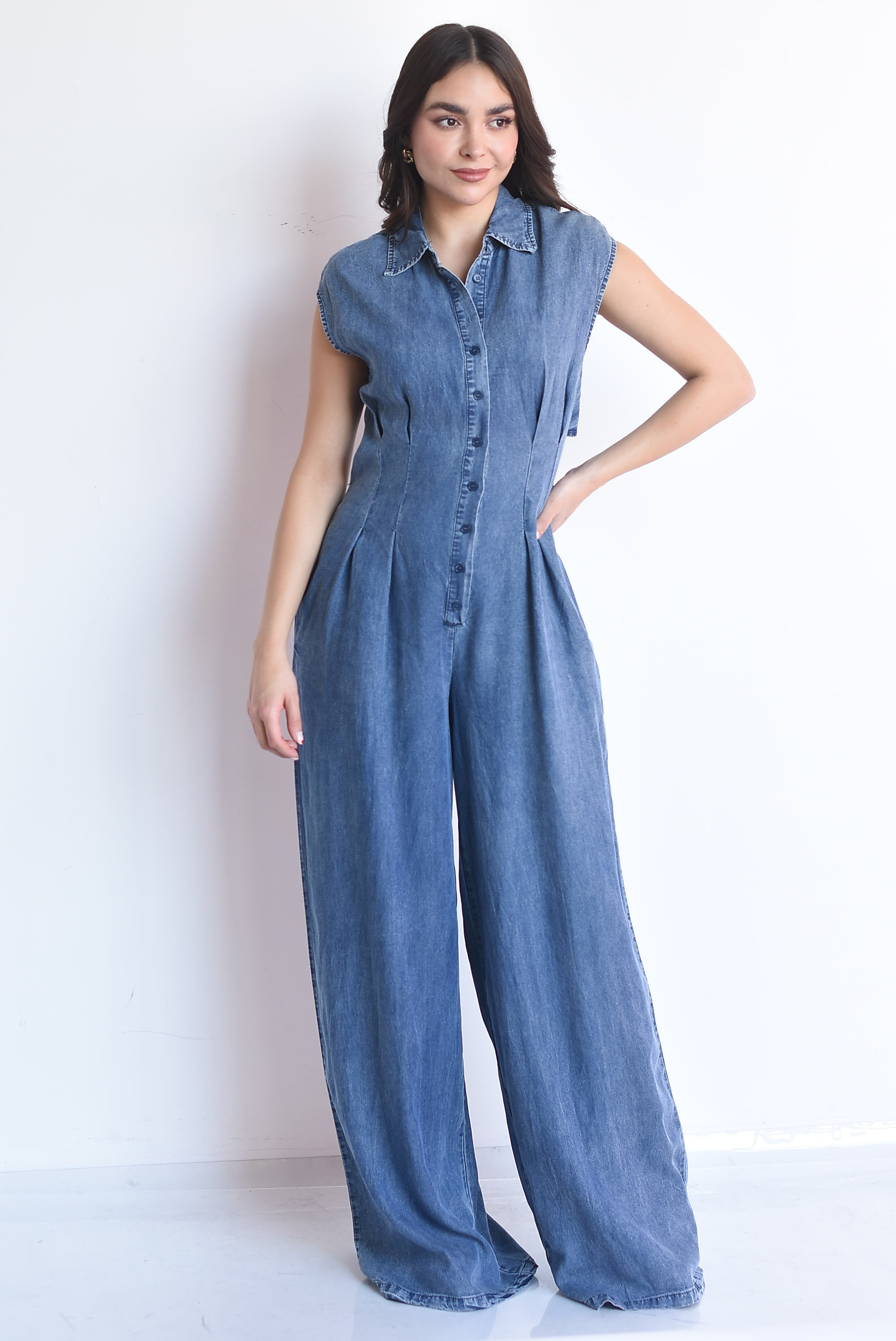 Jumpsuit denim cut-out espalda