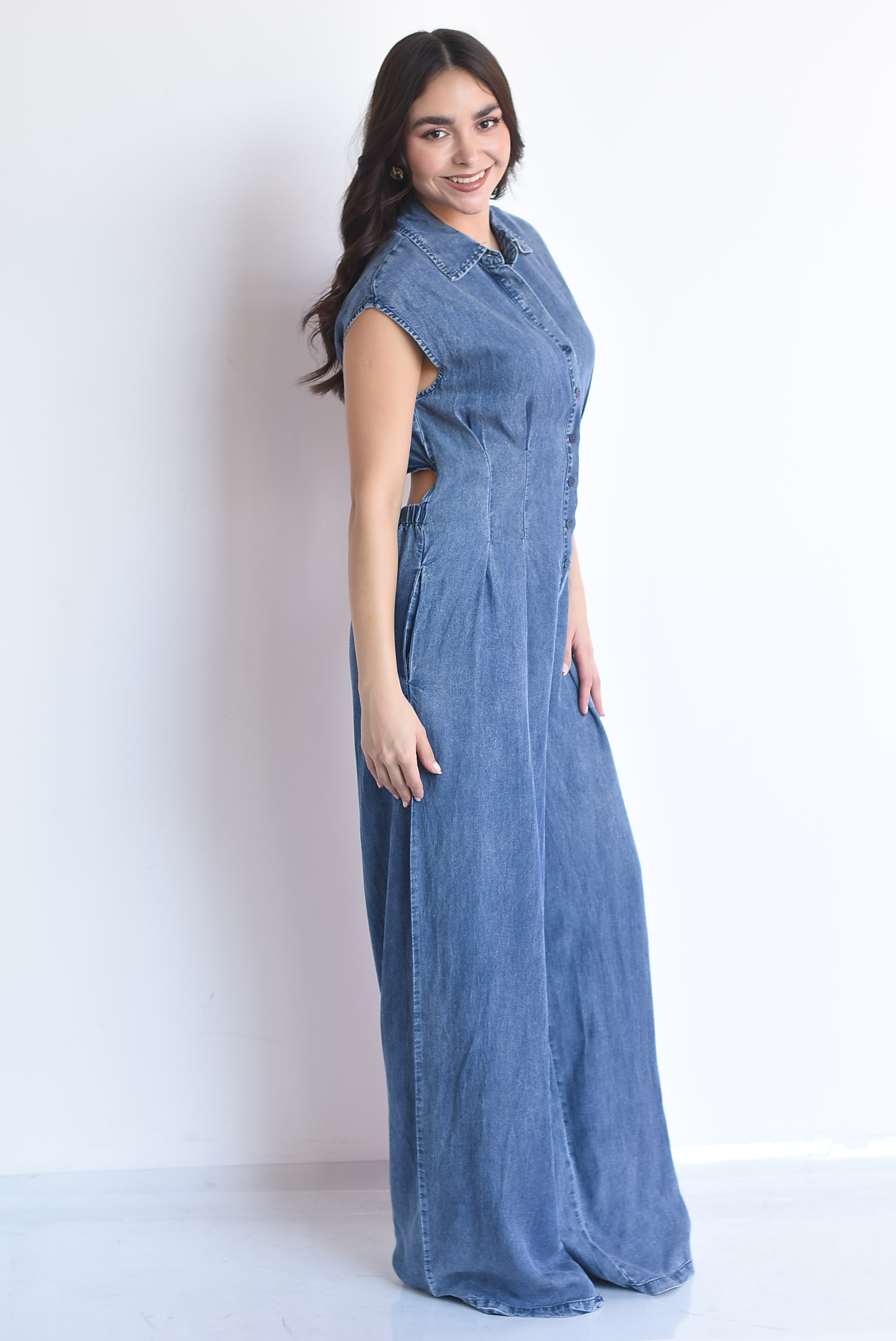 Jumpsuit denim cut-out espalda