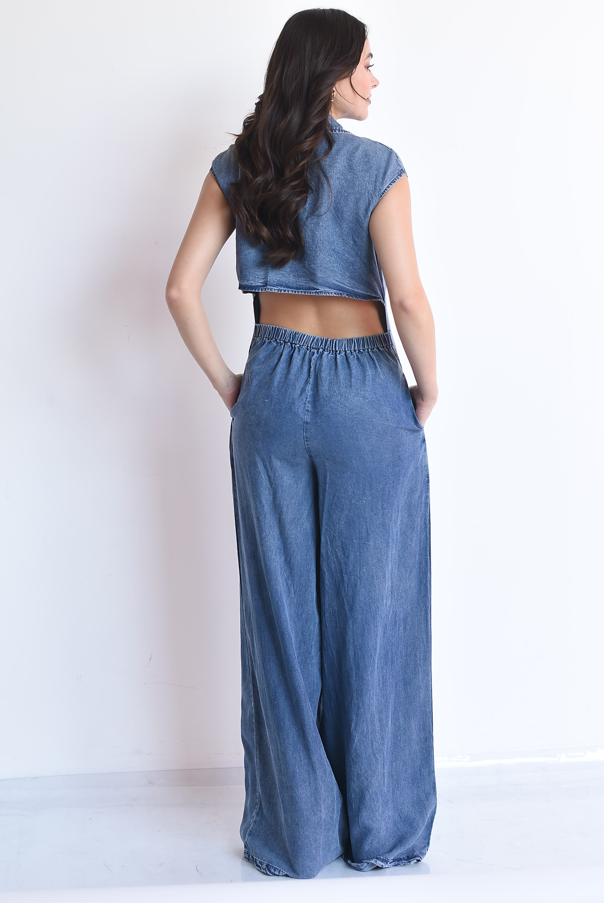 Jumpsuit denim cut-out espalda