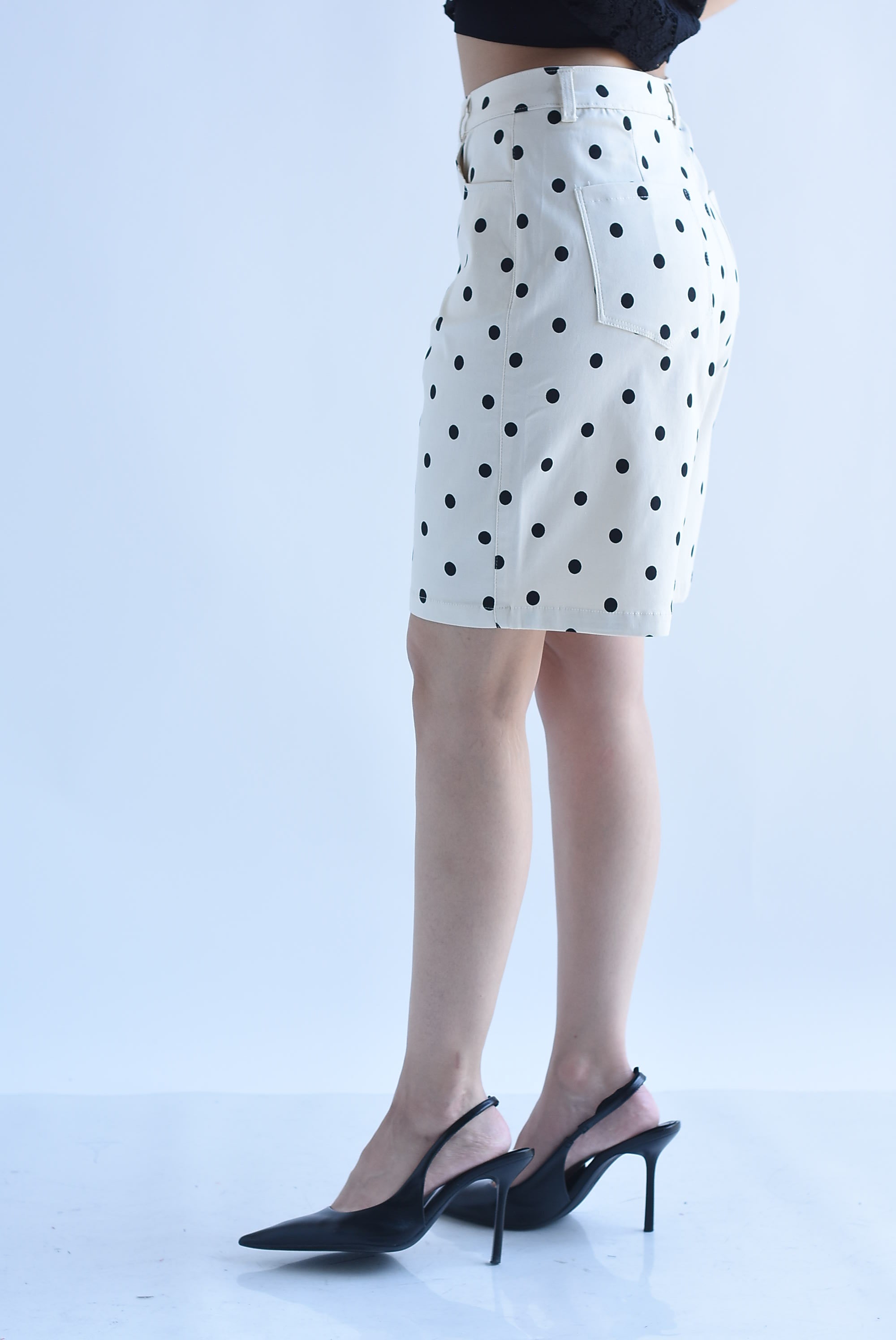 Bermuda wide Denim polka dots