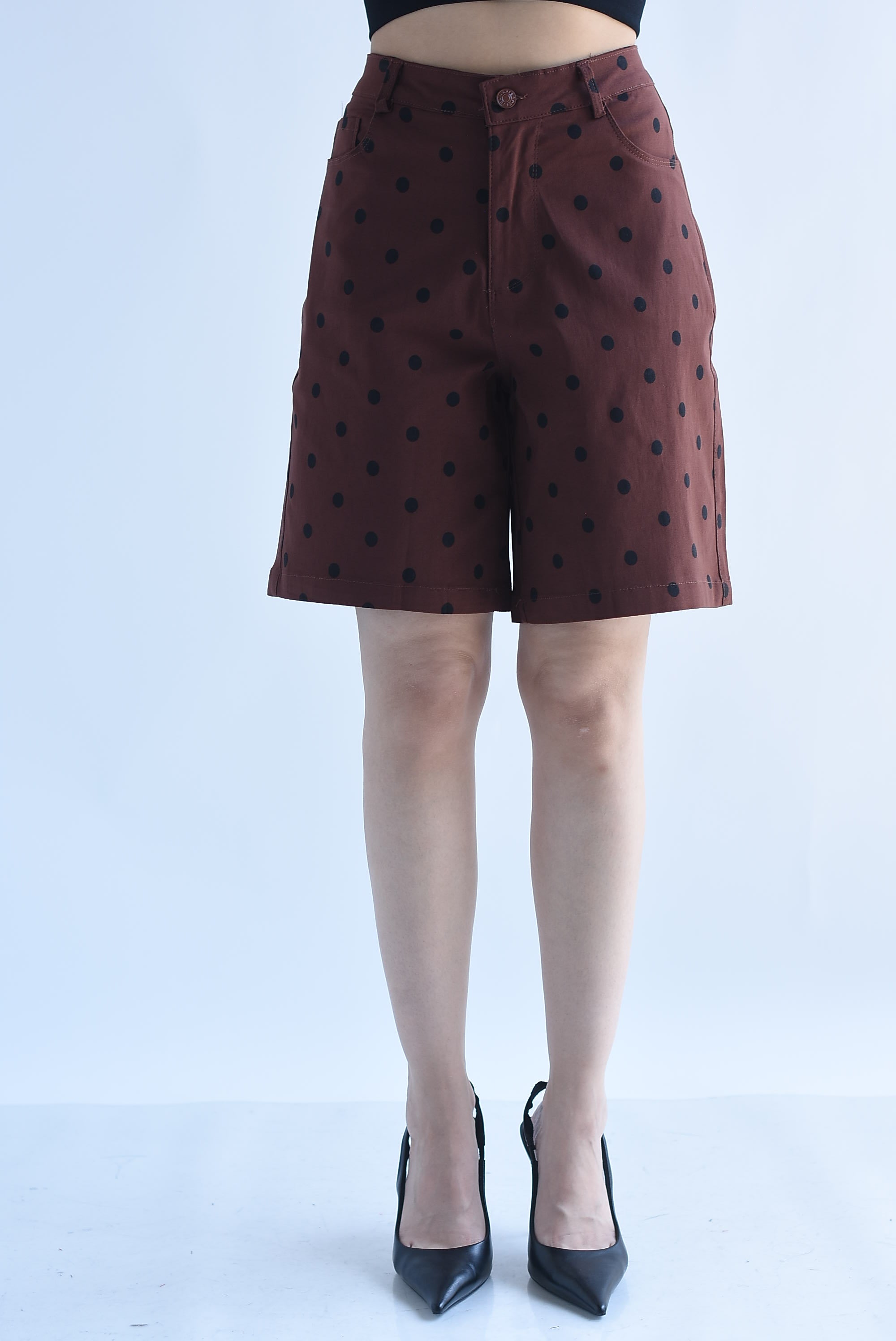 Bermuda wide Denim polka dots
