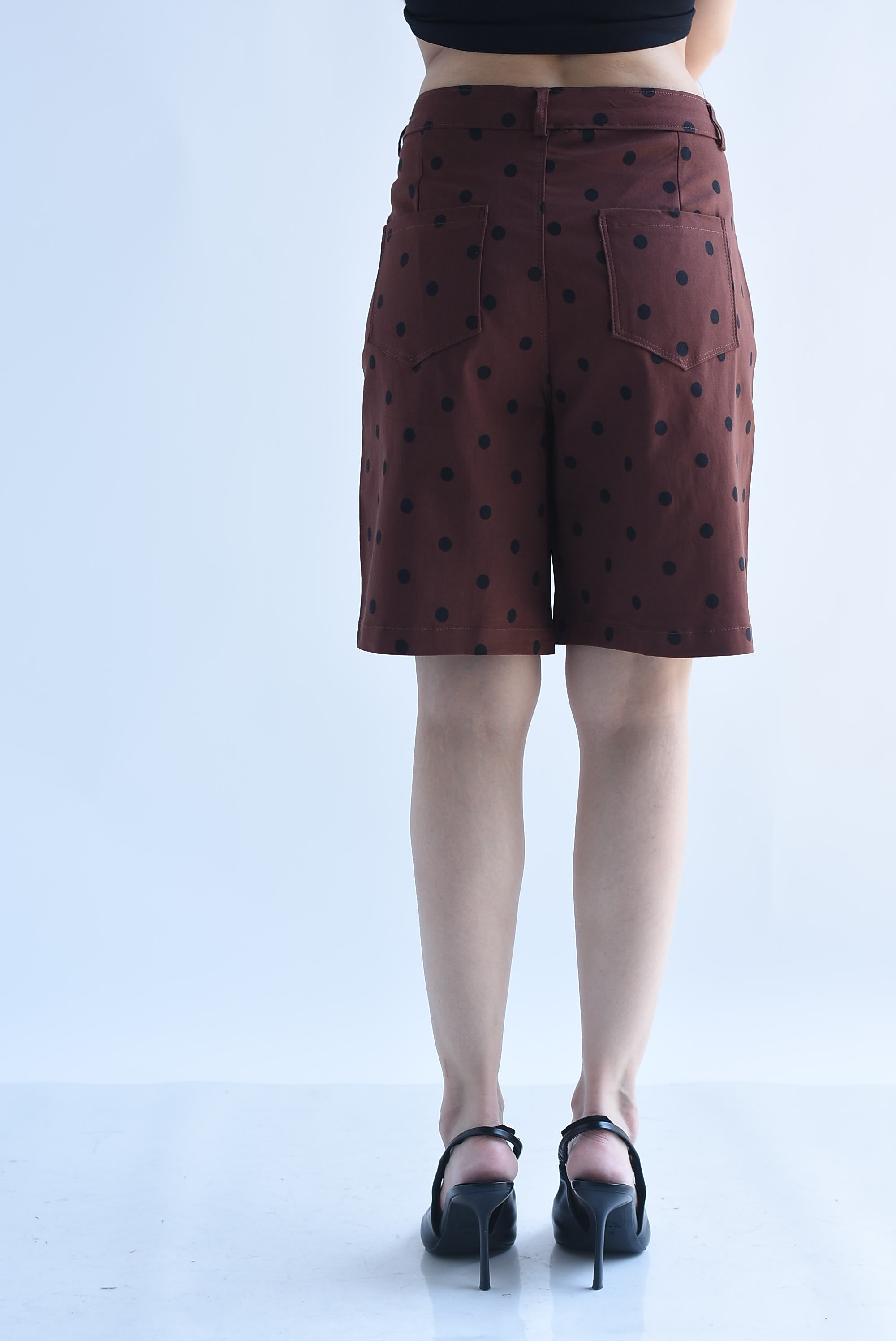 Bermuda wide Denim polka dots