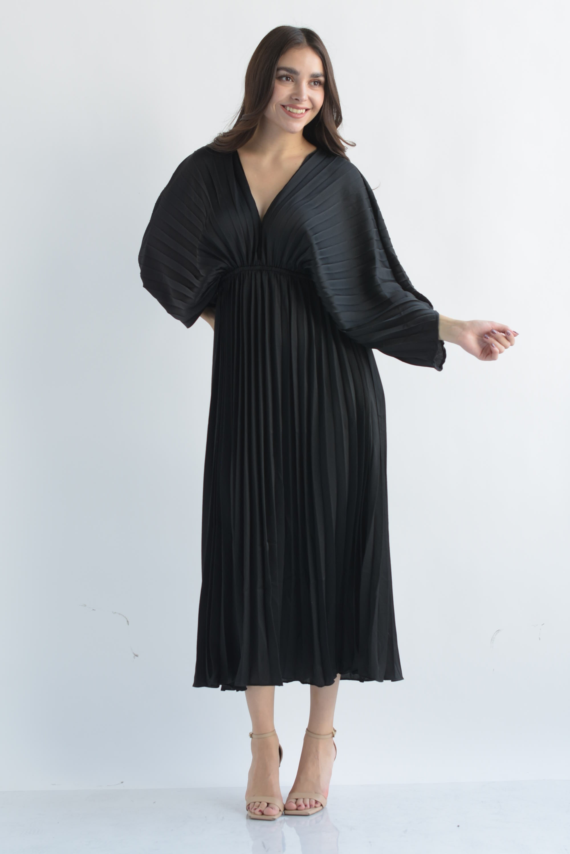 Vestido tablas manga vampiro Negro