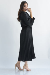 Fashion Styled Vestido tablas manga vampiro Negro