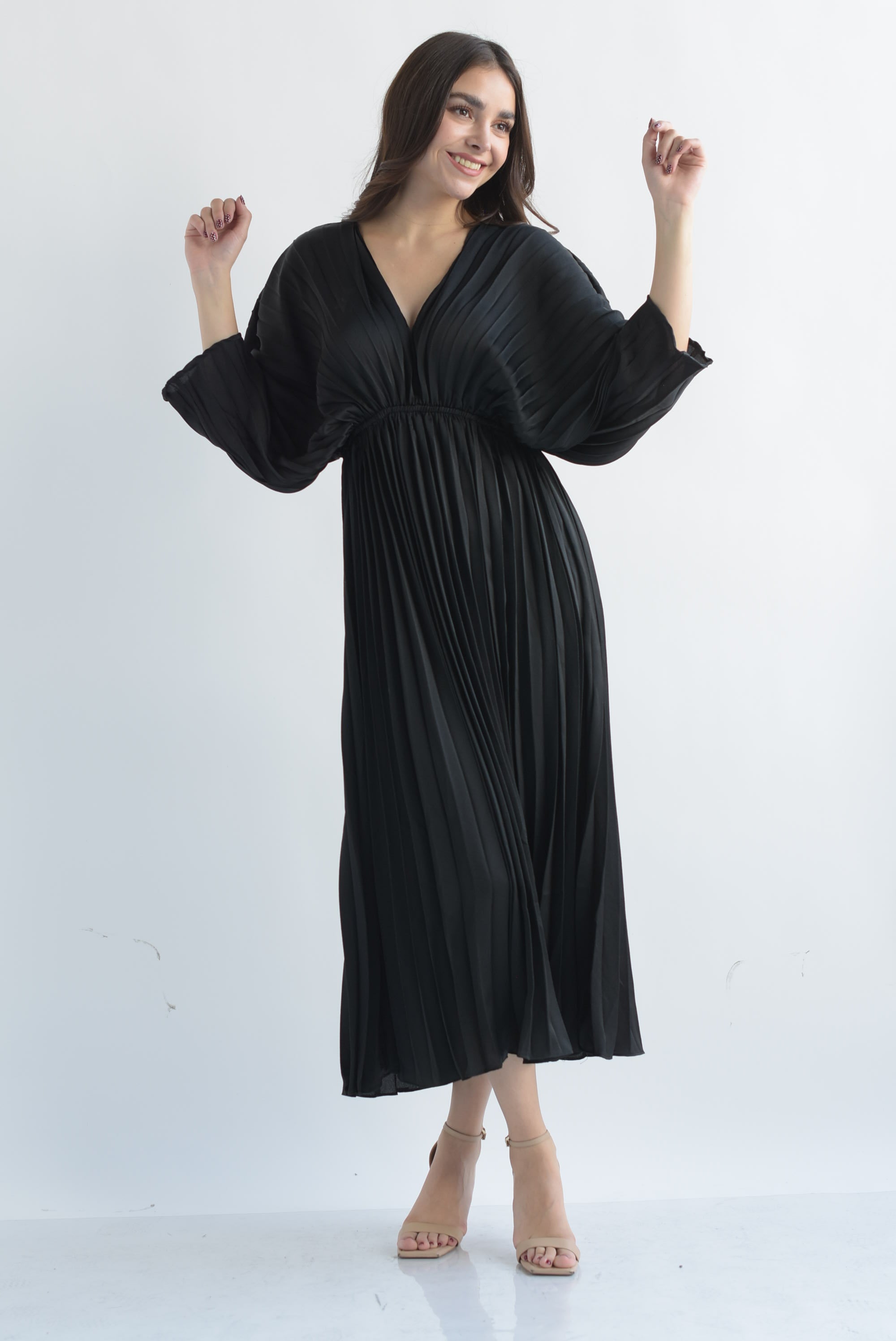 Vestido tablas manga vampiro Negro