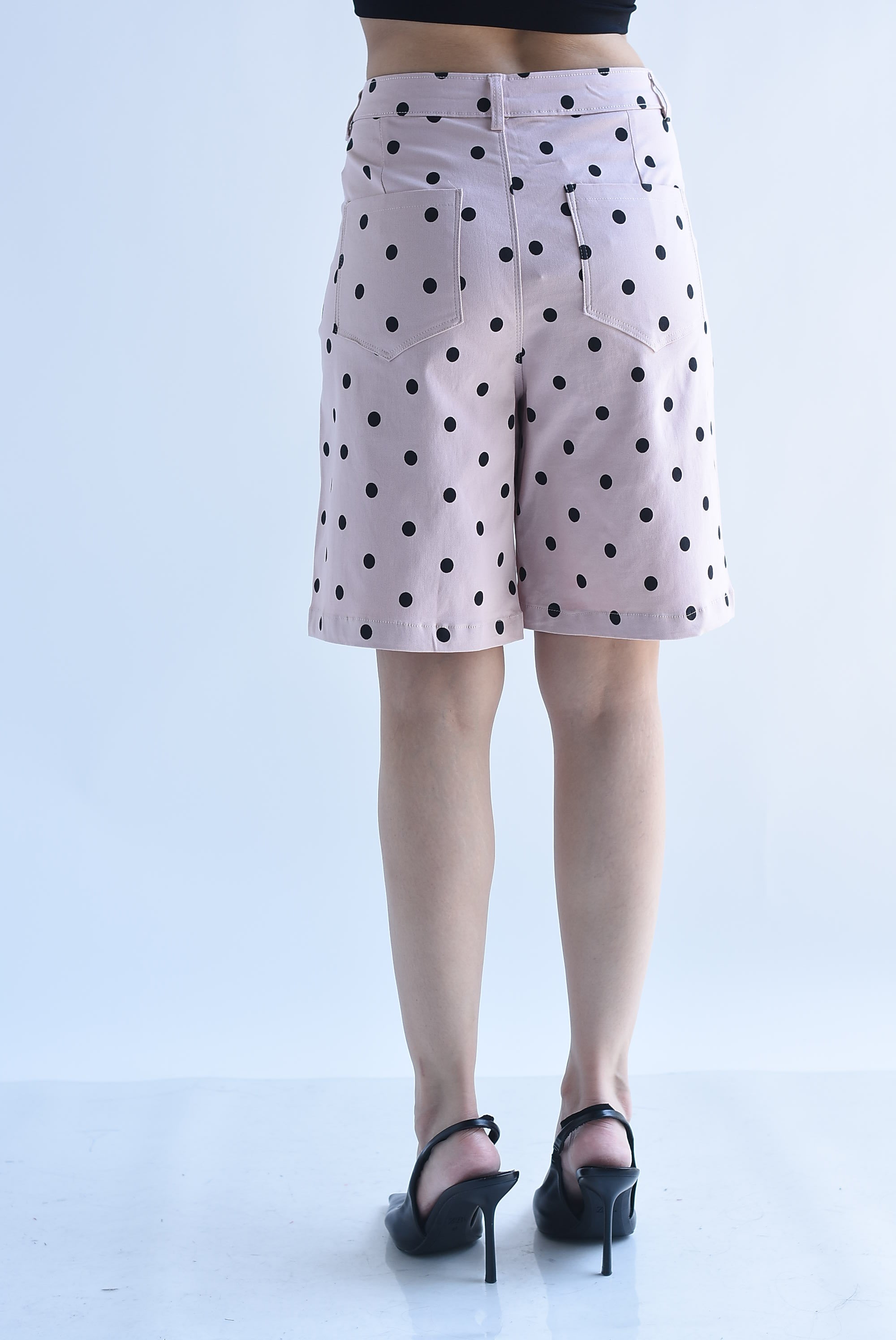 Bermuda wide Denim polka dots